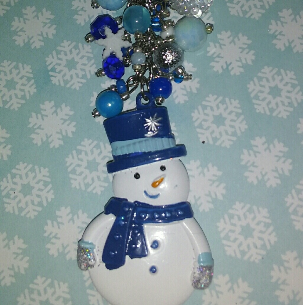 Handmade Holiday Snowman Handbag Charm